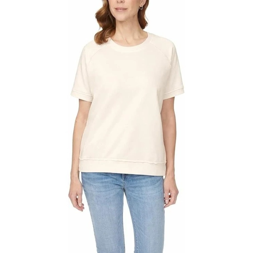 Buffalo Women's Short Sleeve French Terry Top, Cream, Size: XL, New